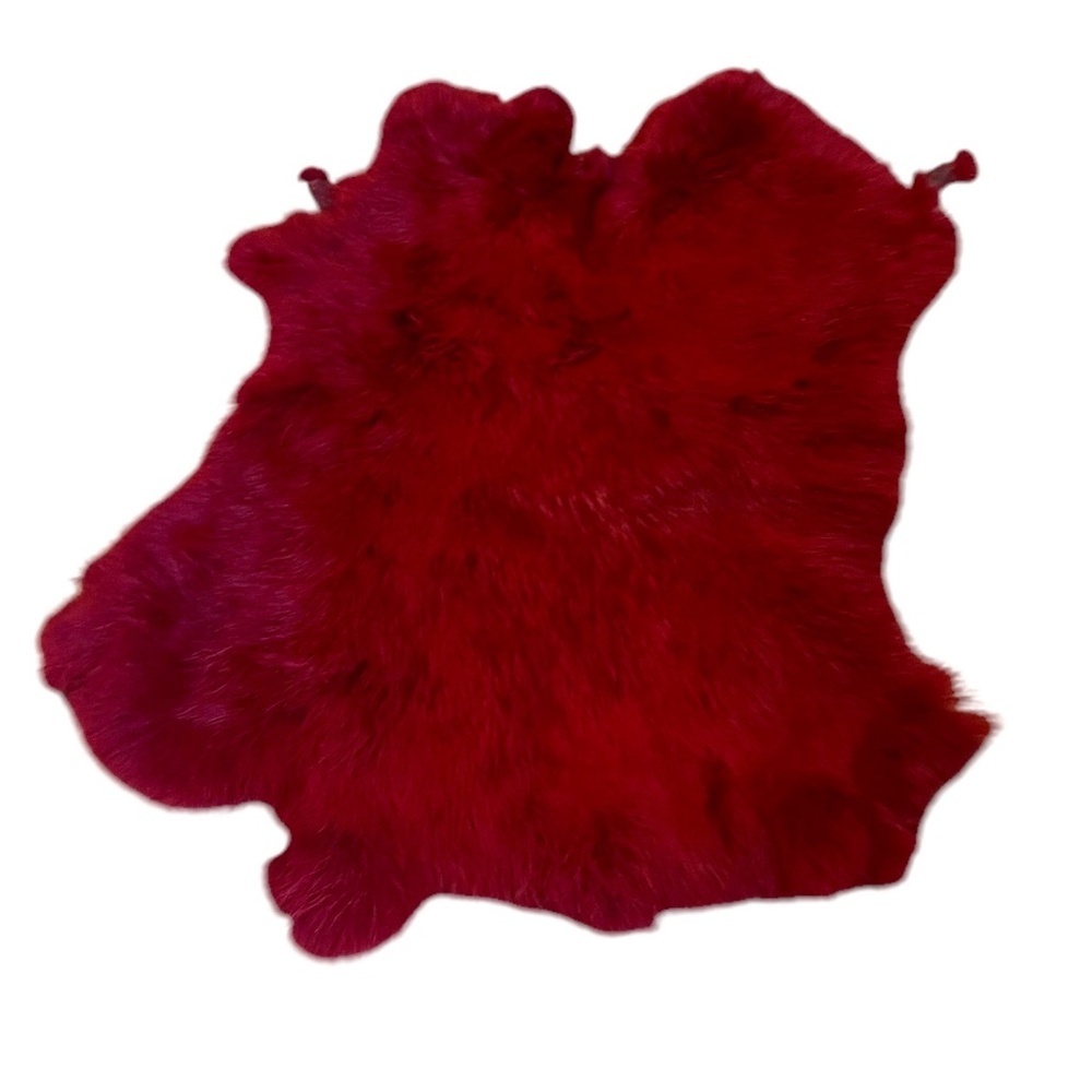 BURGUNDY SHEEPSKIN HIDE FUR LEATHER Plush Fluffy Silky Hair w/Leather Back